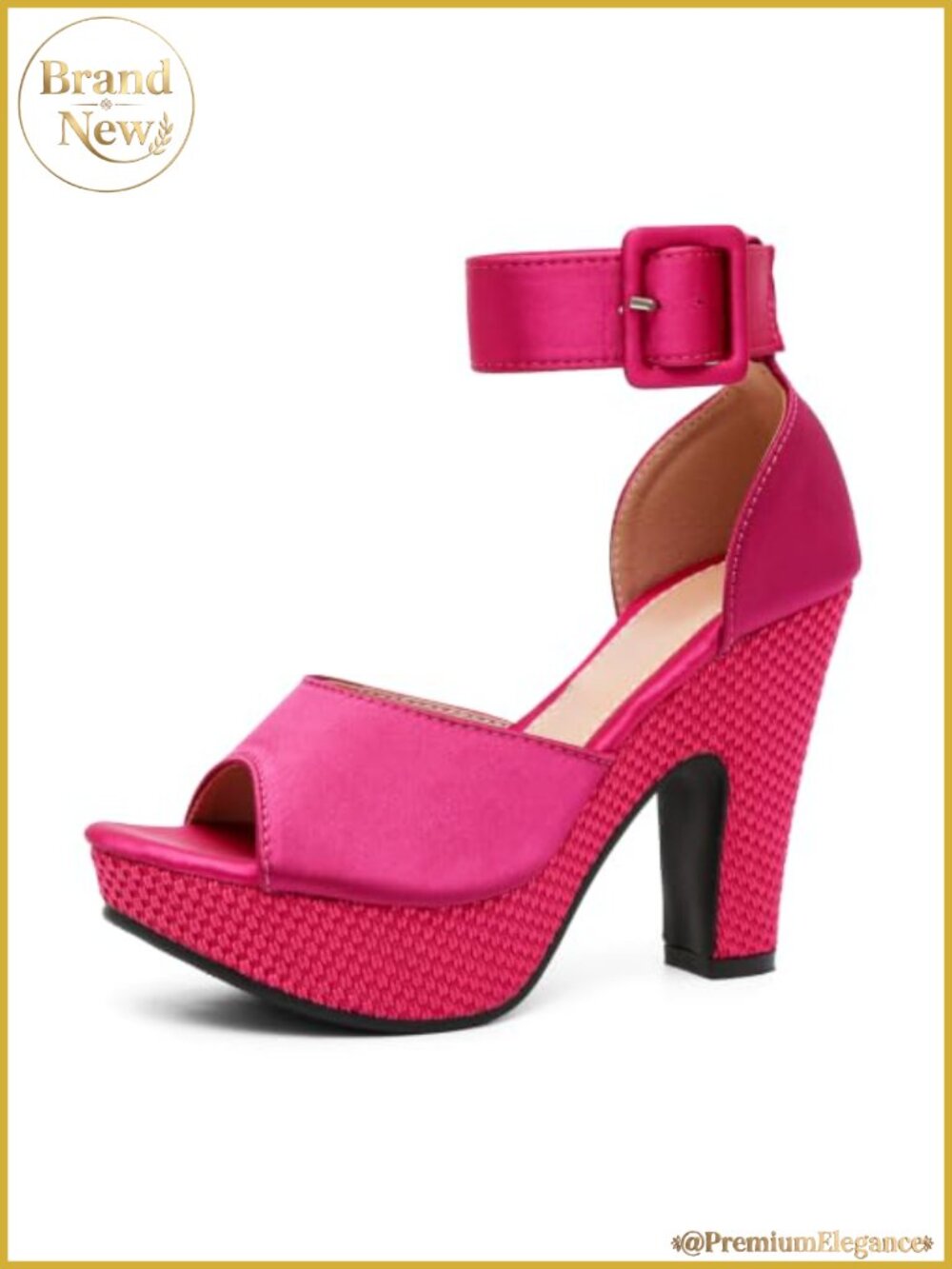 Women's Platform Heels Peep Toe Block Heel Buckle Ankle Strap Sandals